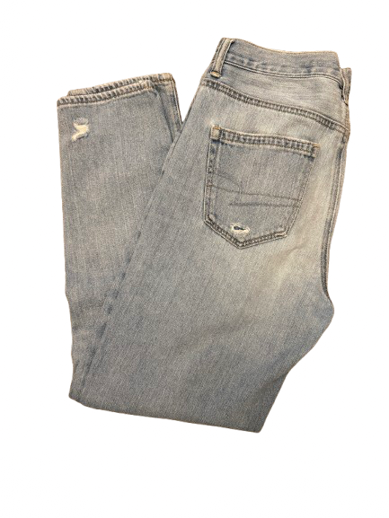 AMERICAN EAGLE Straight & Boyfriend Blue Cotton, Polyester - Image 1
