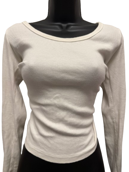 UNIVERSAL THREAD Long Sleeve White Cotton, Spandex - Image 1